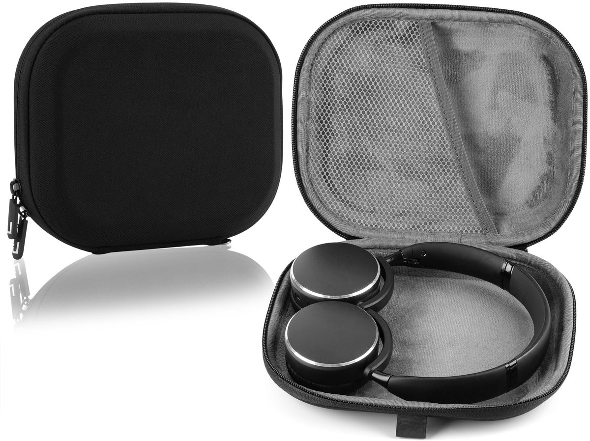 Dailygoods - Dailygoody - Hoofdtelefoon draagtas - Beschermende harde reistas - Zwart - Opbergvak voor oplader - Geschikt voor diverse hoofdtelefoons - Compact for...
