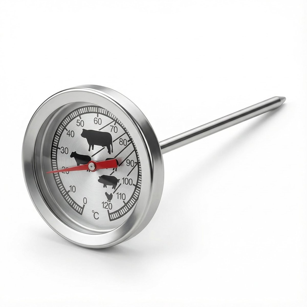 Dailygoods - Dailygoody - Roestvrijstalen braadthermometer - Vleesthermometer - Nauwkeurig en hygiënisch - Compact formaat - Barbecue thermometer - Perfect vo