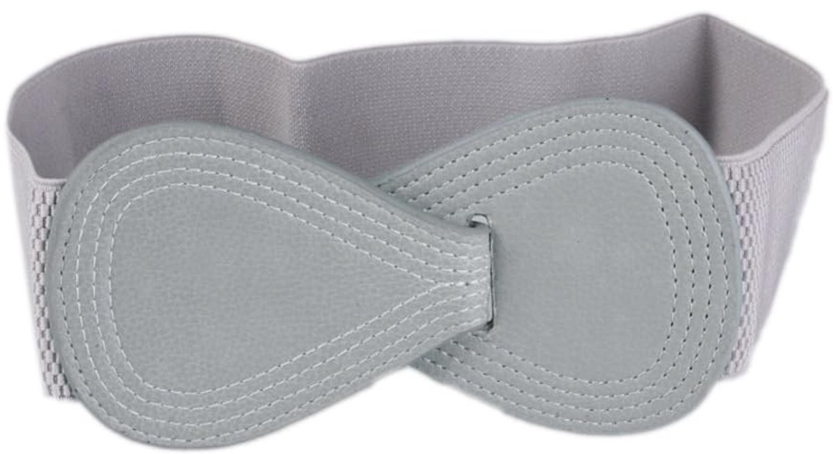 Dailygoods - Dailygoody - Dames tailleriem - Elastische riem met strik - Grijs - Brede stretchy waist riem - Perfect voor jurk en jas - Geschikt voor taille 66-85