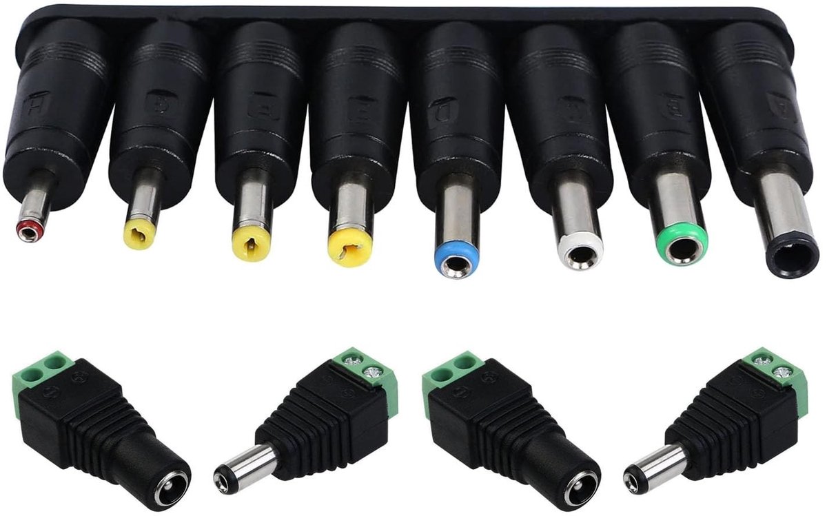 Dailygoods - 8 Stuks Universele DC-Voedingsadapter met DC-Aansluitingen