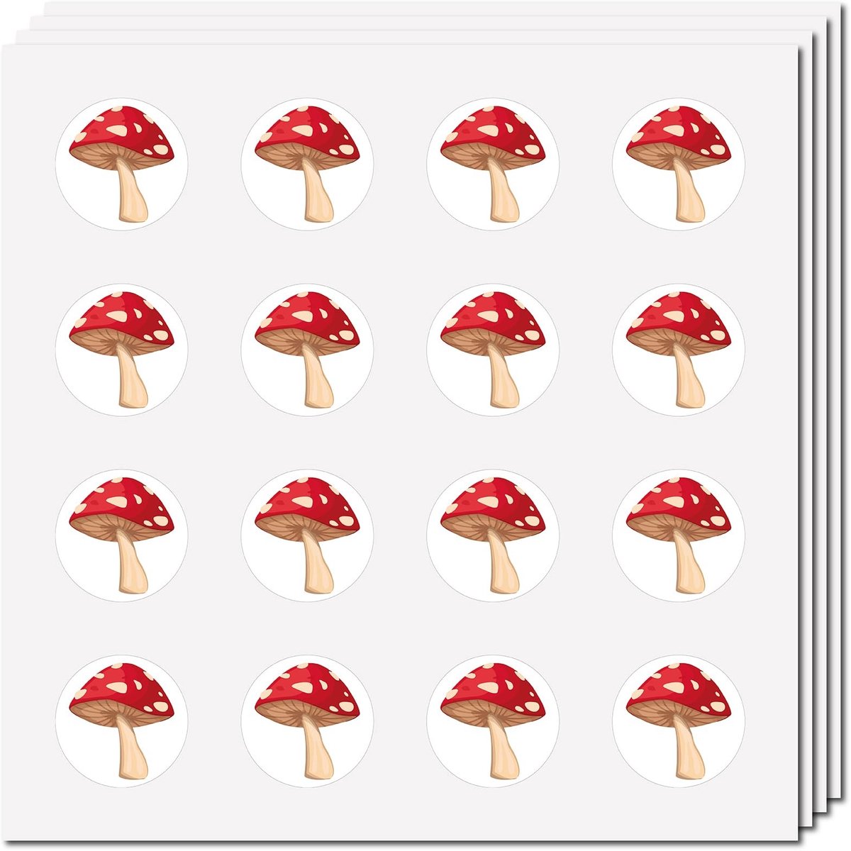 Dailygoods - Dailygoody - Paddenstoelstickers - Plakband - Zelfklevend - Rood - Scrapbooking - Waterdicht - Voor DIY Kunstnijverheid - 128 Stuks