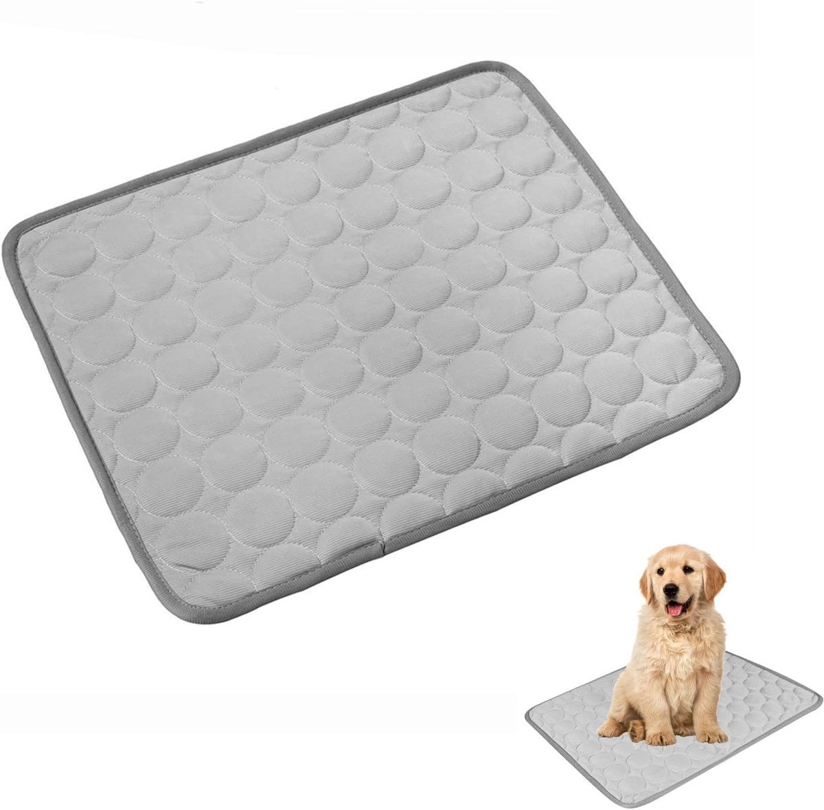 Koelmat voor huisdieren - Maat S - 50×40 cm - Opvouwbaar - IJszijdemat - Lichtgewicht en draagbaar - Aanbevolen voor huisdieren tot 8 katten - Grijs