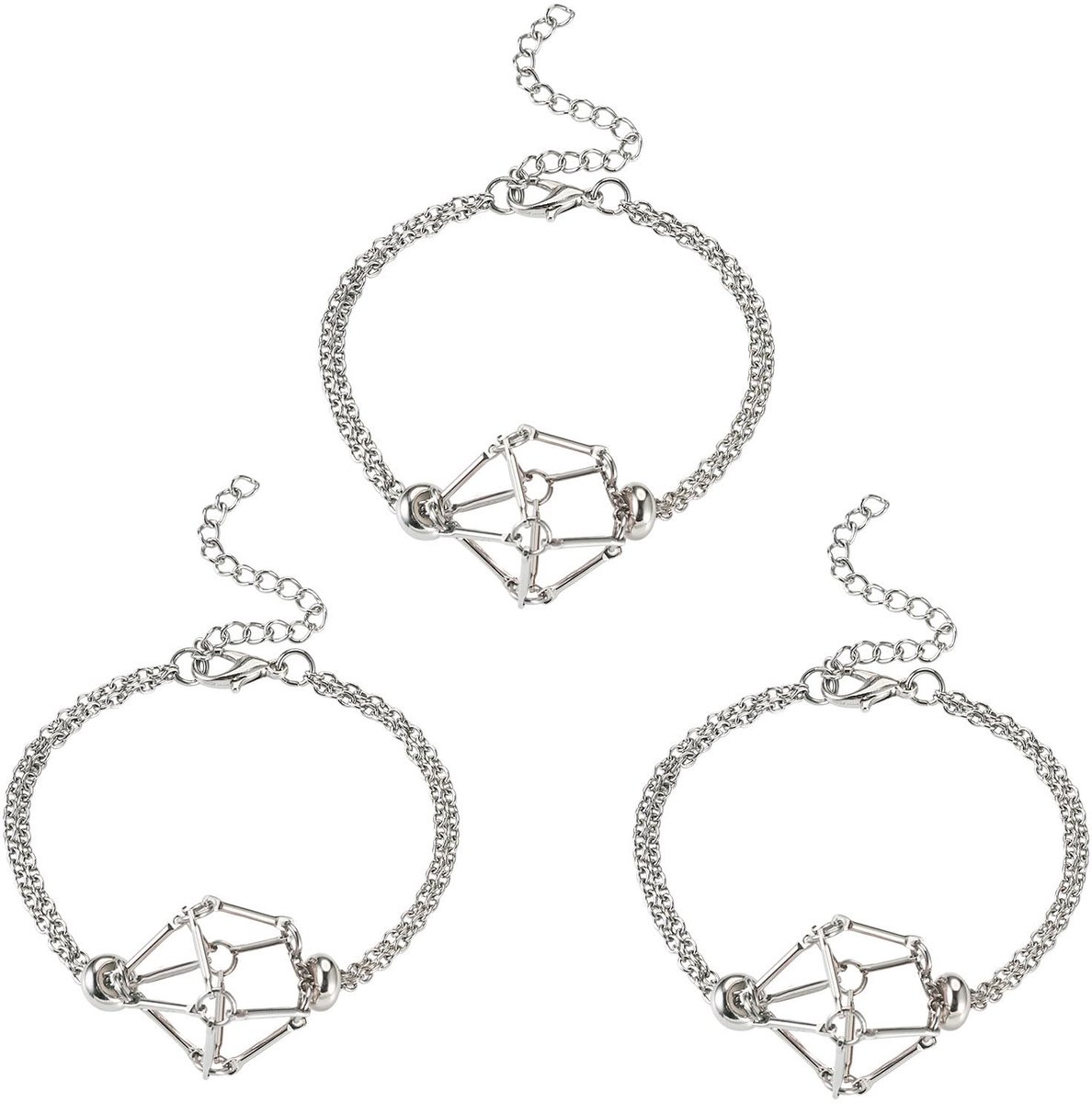 Dailygoods - Set van 3 Verstelbare Armbanden met Messing Houder