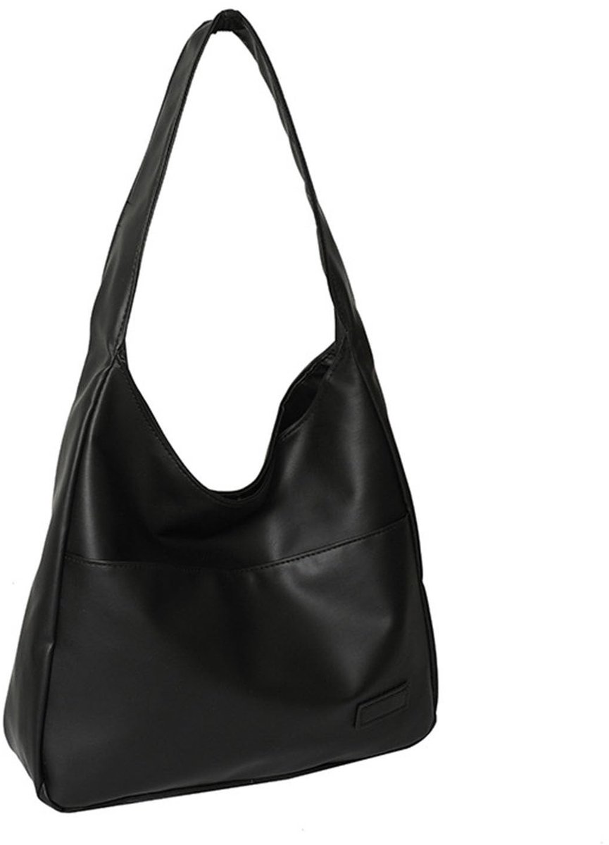 Dailygoods - Dailygoody - Kunstlederen draagtas - Grote schoudertas - Lichtgewicht en ruim - Zwart - Hobo-handtas - Geschikt voor dames - Perfect voor dagelijks ge.