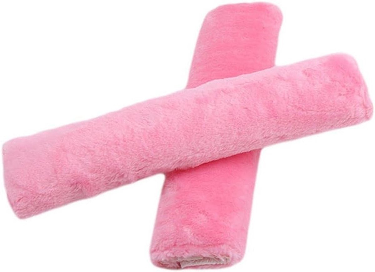 Pluche autogordelbescherming met schouderbescherming en comfortabel gordelkussen voor universeel gebruik, roze 26cm