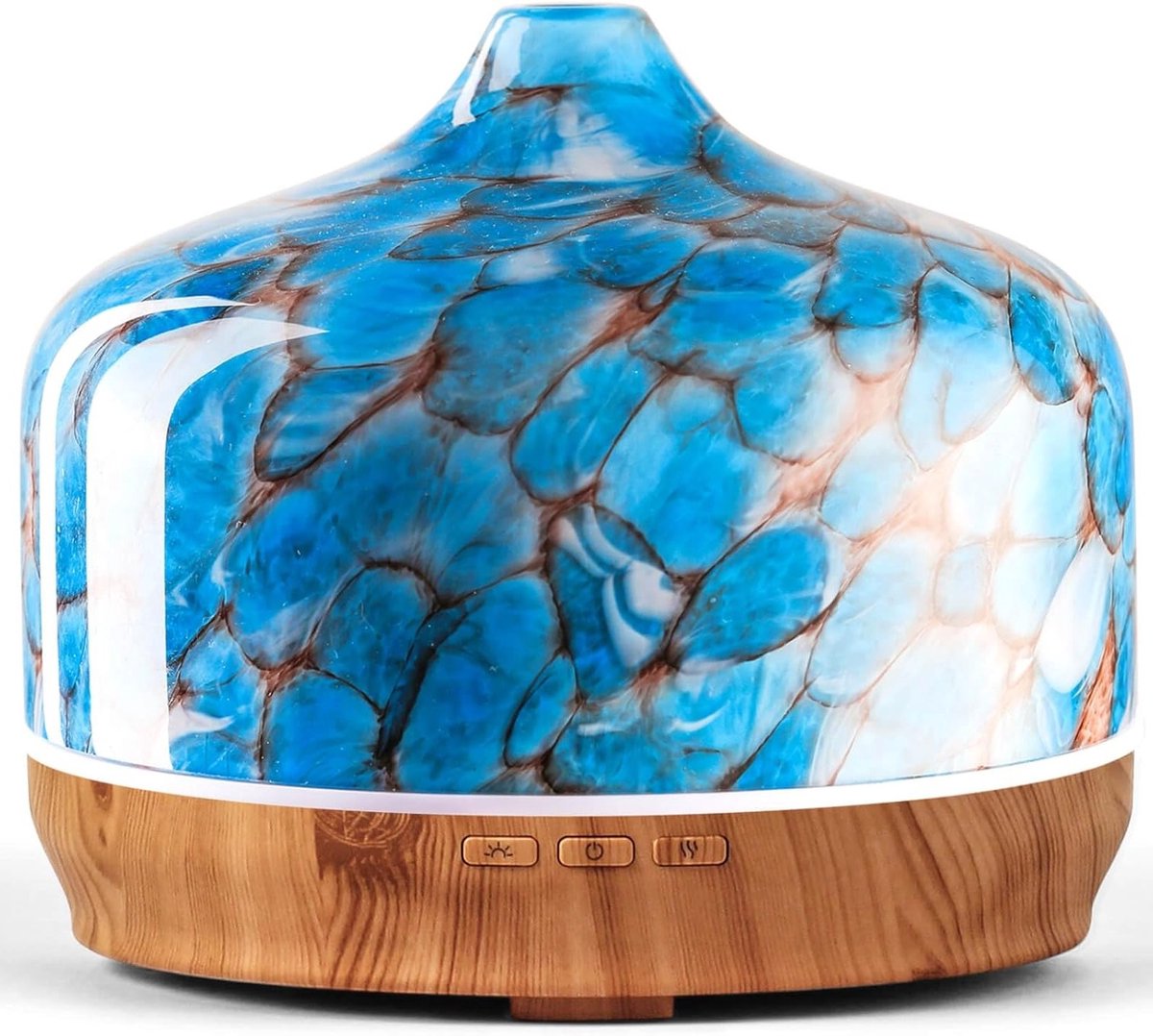 Elegante Aroma Diffuser van 500ml met Handgeblazen Glas, Ultrasonisch, Stille Koele Mist en 7 Kleuren LED's voor Thuisgebruik, Ideaal als Cadeau en Verbetert de Luchtvochtigheid