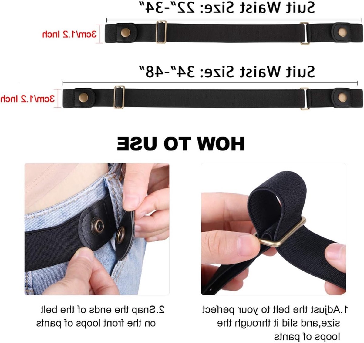 Elastische riem zonder gesp voor vrouwen en mannen, onzichtbare stretchriem, verstelbare tailleband zonder bulten en extra comfort