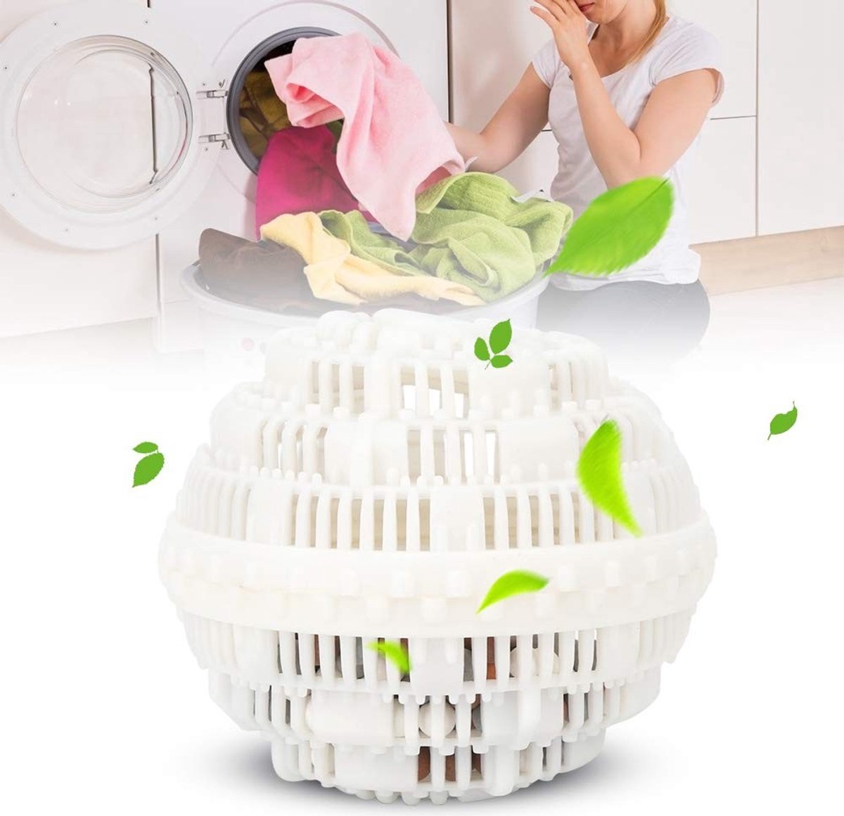 Dailygoods - Dailygoody - Wasmachine Bal - Herbruikbaar - Vlekverwijderend - Allergievriendelijk - Wit - Effectieve reiniging - Voor alle wasmachines - Wit