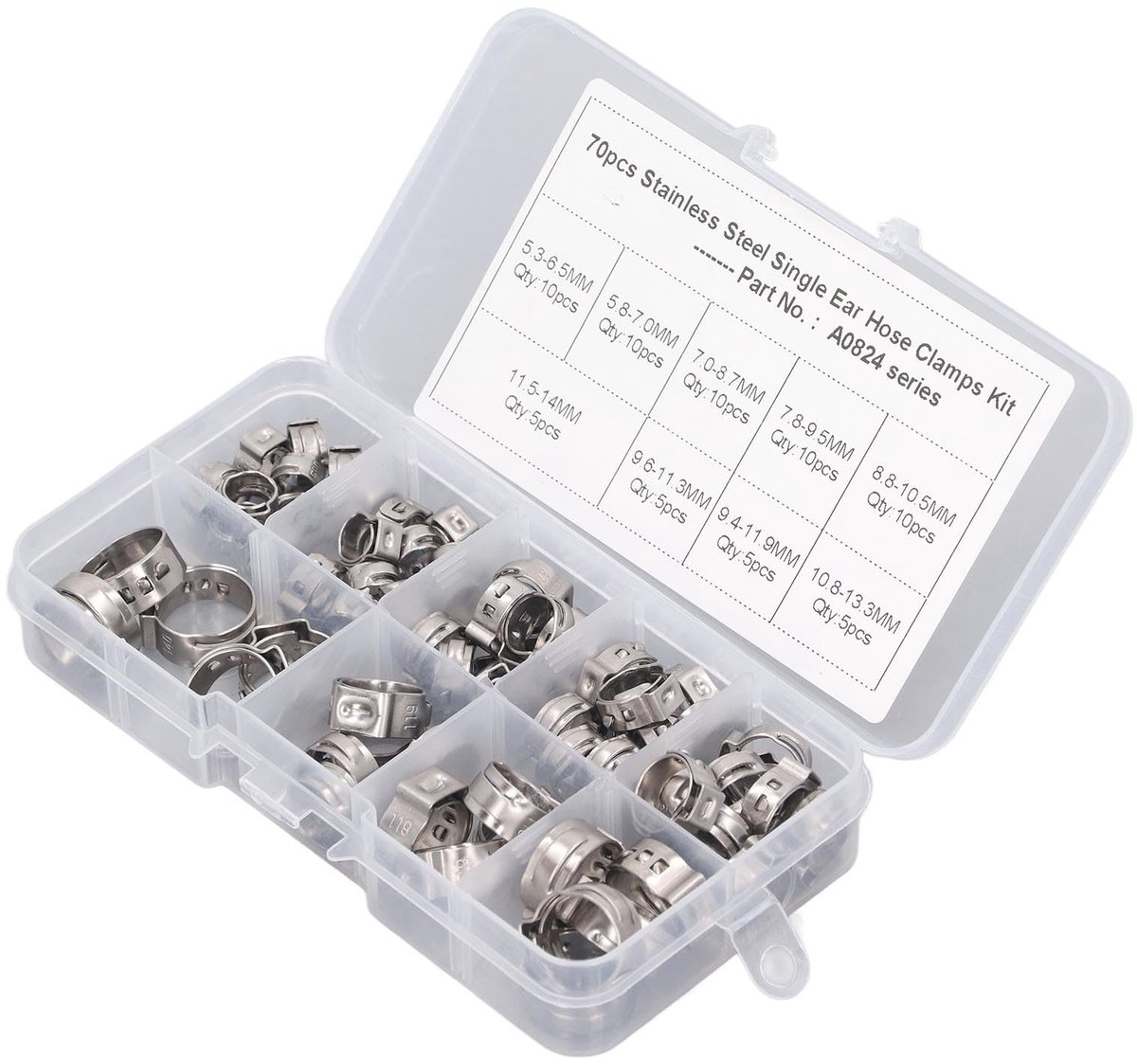 Dailygoods - Dailygoody - Slangklemmen - Roestvrij staal - Duurzaam - Slang klem set - 70 stuks - Geschikt voor diverse toepassingen