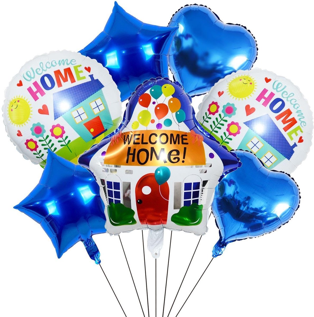 Dailygoods - Dailygoody - Welkomstballonnen - Feestdecoratie - Driedimensionale aluminiumfolie - Veelkleurig - 7 stuks - Geschikt voor inwijdingsfeesten - Decorati