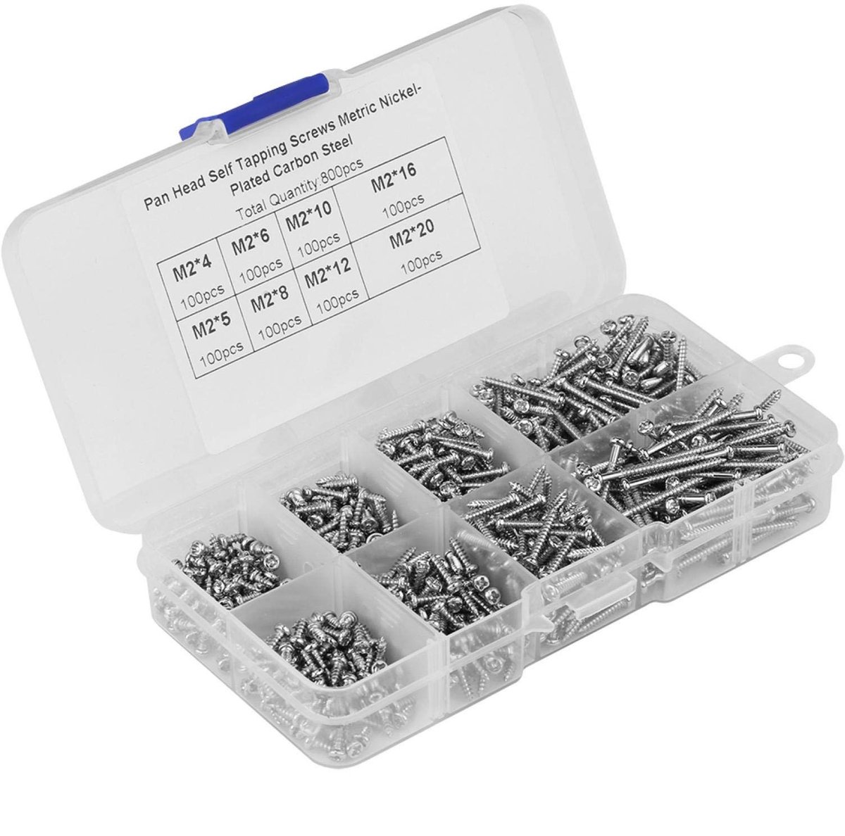 Dailygoods - Dailygoody - 800 Stuks Zelftappende Schroeven - Cross Pan Head - Ideaal voor Klusprojecten - Assortiment in Plastic Case - Zelfborende Schroef - Perfe...