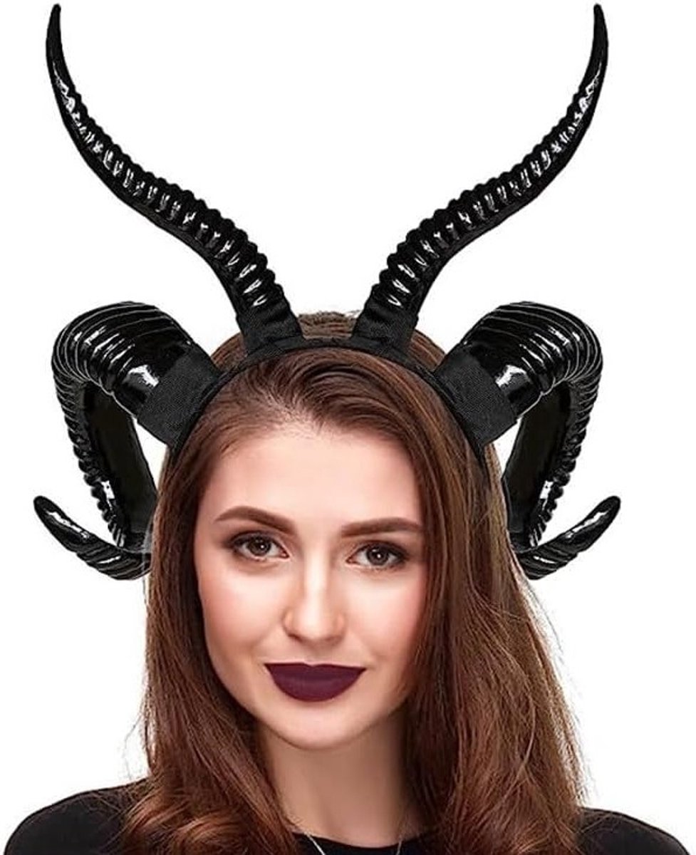 Gothic Hoofdband met Schapenhoorns voor Halloween Cosplay en Feestdecoratie, Perfecte Accessoire voor Kostuums
