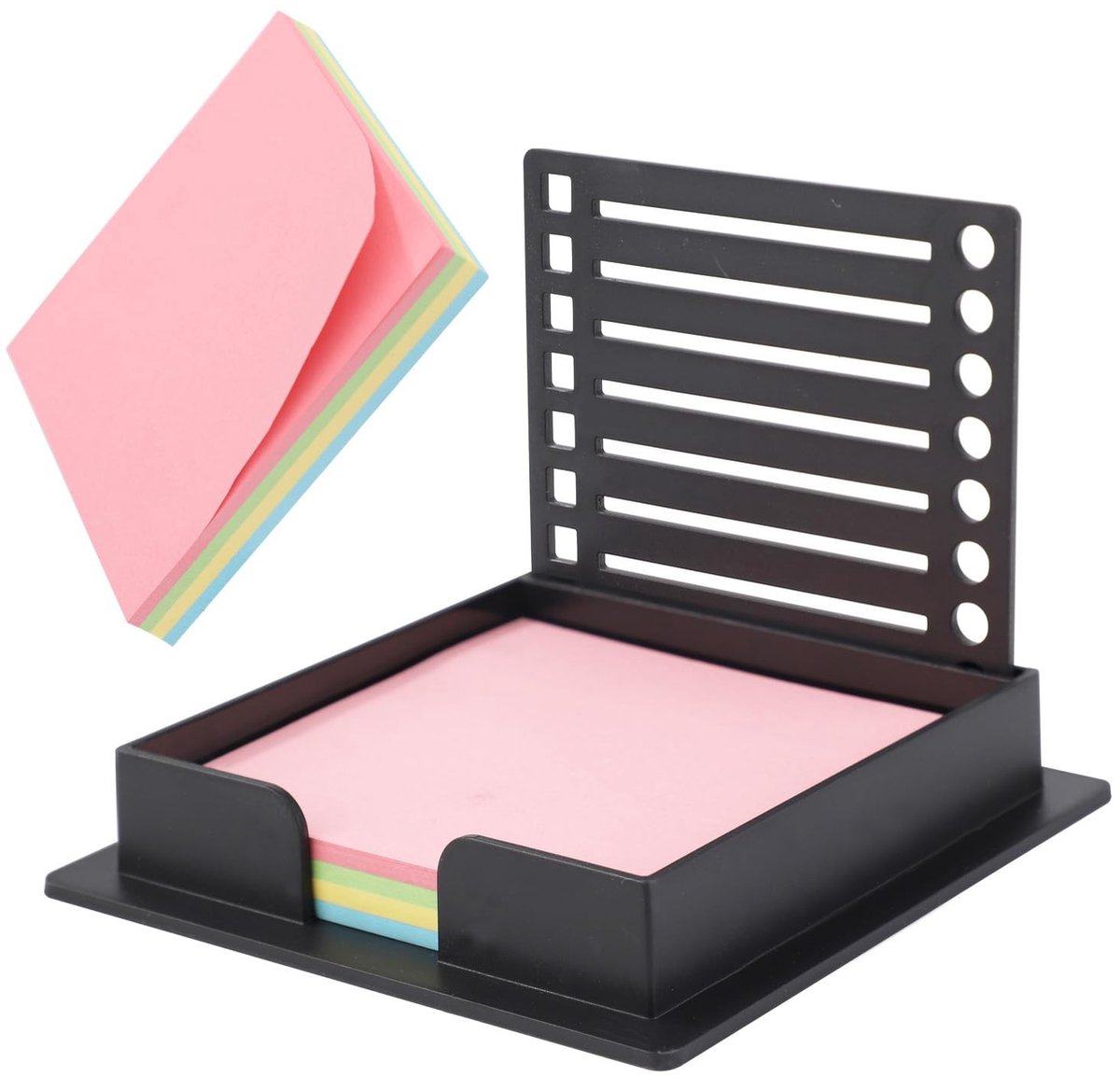 Dailygoods - Dailygoody - Sticky Note-sjabloon - Notepad-houder - Zwart - Sticky Note Dispenser - Bureauruimte en Kantoorwerk - 8,7x8,7x1,7 cm