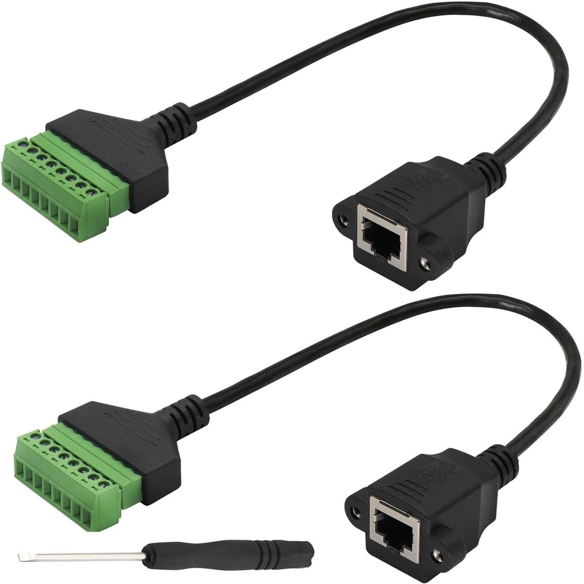 Dailygoods - Dailygoody - RJ45 Jack Screw Terminal 8P8C Plug 30cm - Solder-free Ethernet Extender Adapter (2 Stuks)