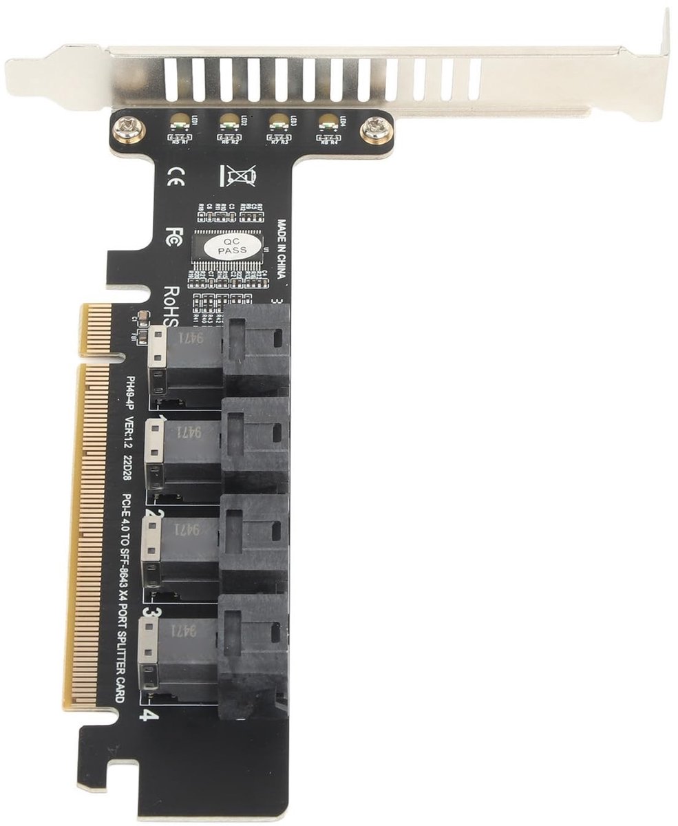 Dailygoods - Dailygoody - X16 naar U.2-adapterkaart - 4-poorts uitbreidingskaart - Hoge snelheid zonder verlies - Geschikt voor 2U-chassis - Ondersteunt PCIe