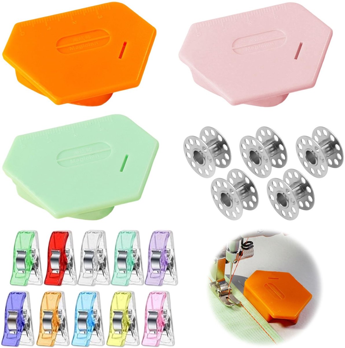Dailygoods - 3 Stuks Magnetische Naaigeleider Set met Scheurtool
