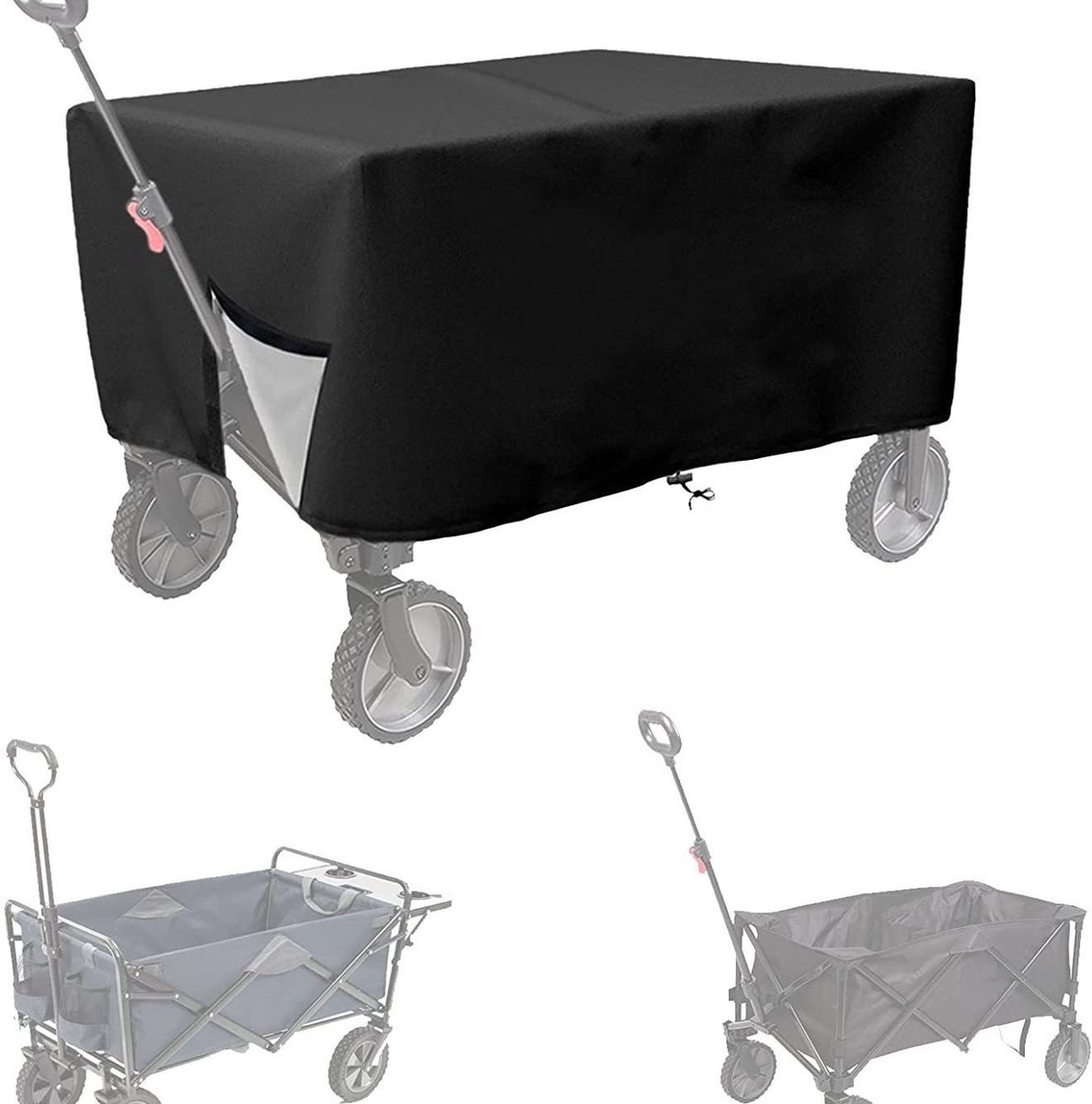 Handkarhoes - Trolleyhoes Beschermhoes - Tuinieren Beschermen - Waterdicht UV Bestendig - 97 x 56 x 51 cm - Zwart