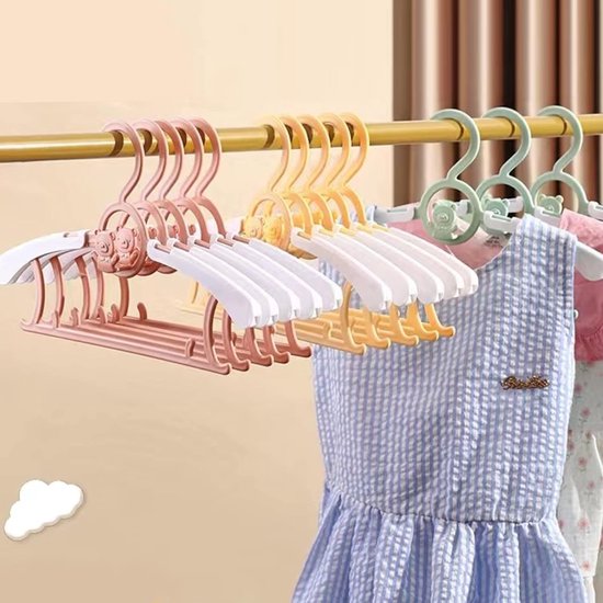Babyhangers voor Kleerkast - Niet-glijdend 28-36 cm Verstelbaar Kinderkledinghanger voor Baby tot 18 jaar - Plastic Kinderhanger voor Pasgeborenen, Peuters en Kleuters - Roze Kledingorganisator voor Kinderkamer — afbeelding 3