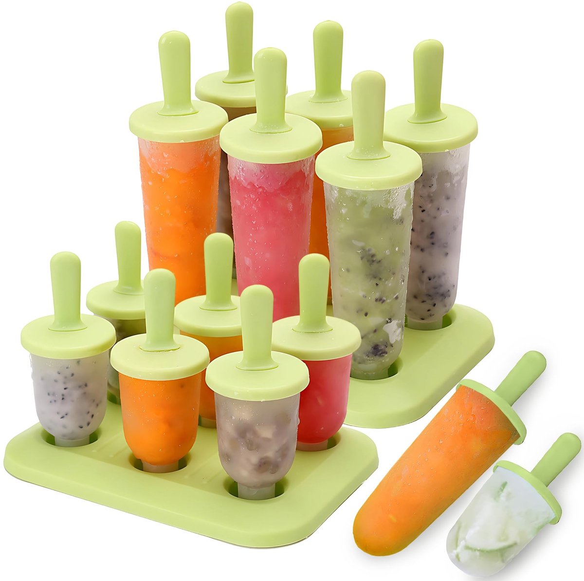 Dailygoods - Set van 2 Groene Siliconen IJsvormen voor Kinderen
