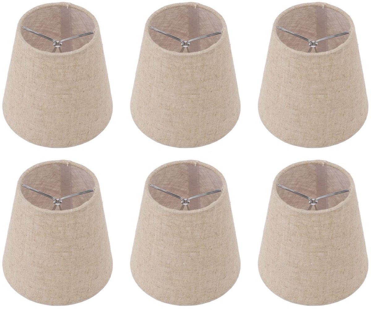 Dailygoods - Set van 6 Kleine Lampenkappen van Linnen voor E14 Lampen