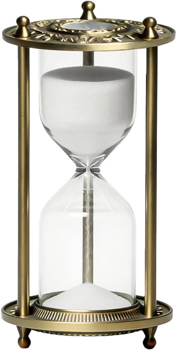 Dailygoods - Vintage Zandloper 15 Minuten met Messing Gouden Frame