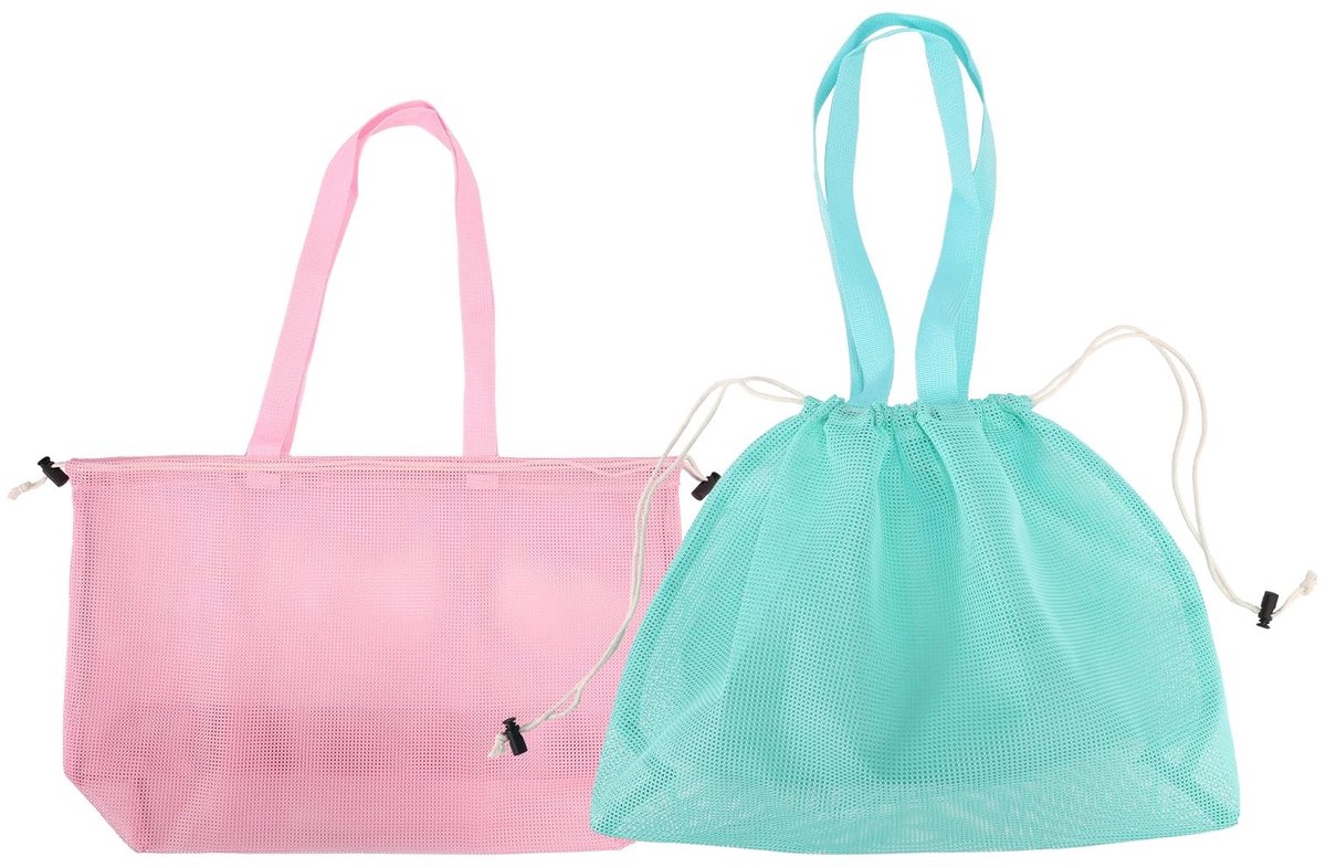 Dailygoods - 2 Stuks Opvouwbare Mesh Strandtassen voor Zwembad en Strand