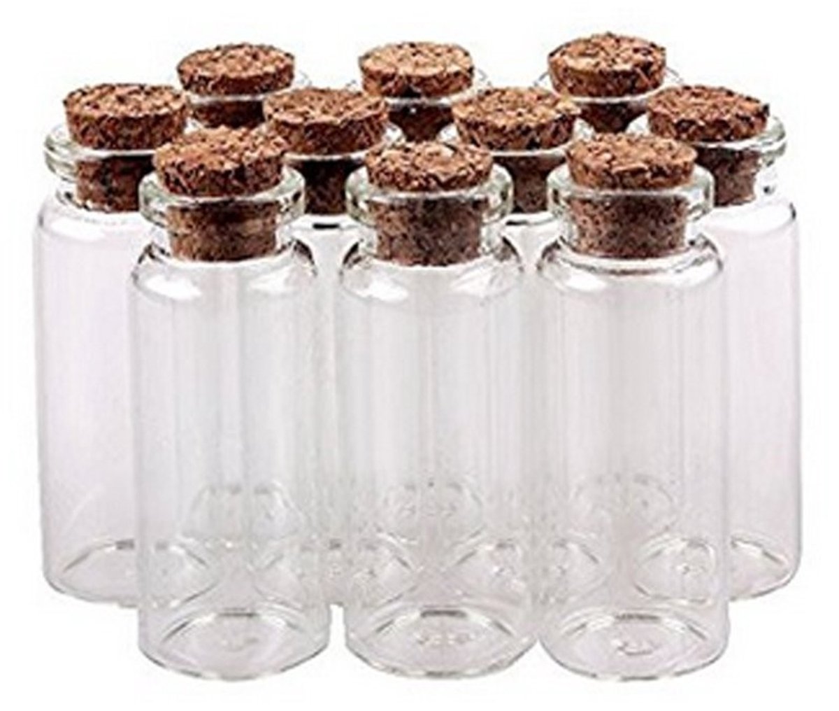 Dailygoods - Dailygoody - Glass Bottles - 10ml Flessen - Perfect voor DIY - 25 Stuks - Glazen Flesjes met Kurk - Geschikt voor Bruiloften - Miniature Kunst