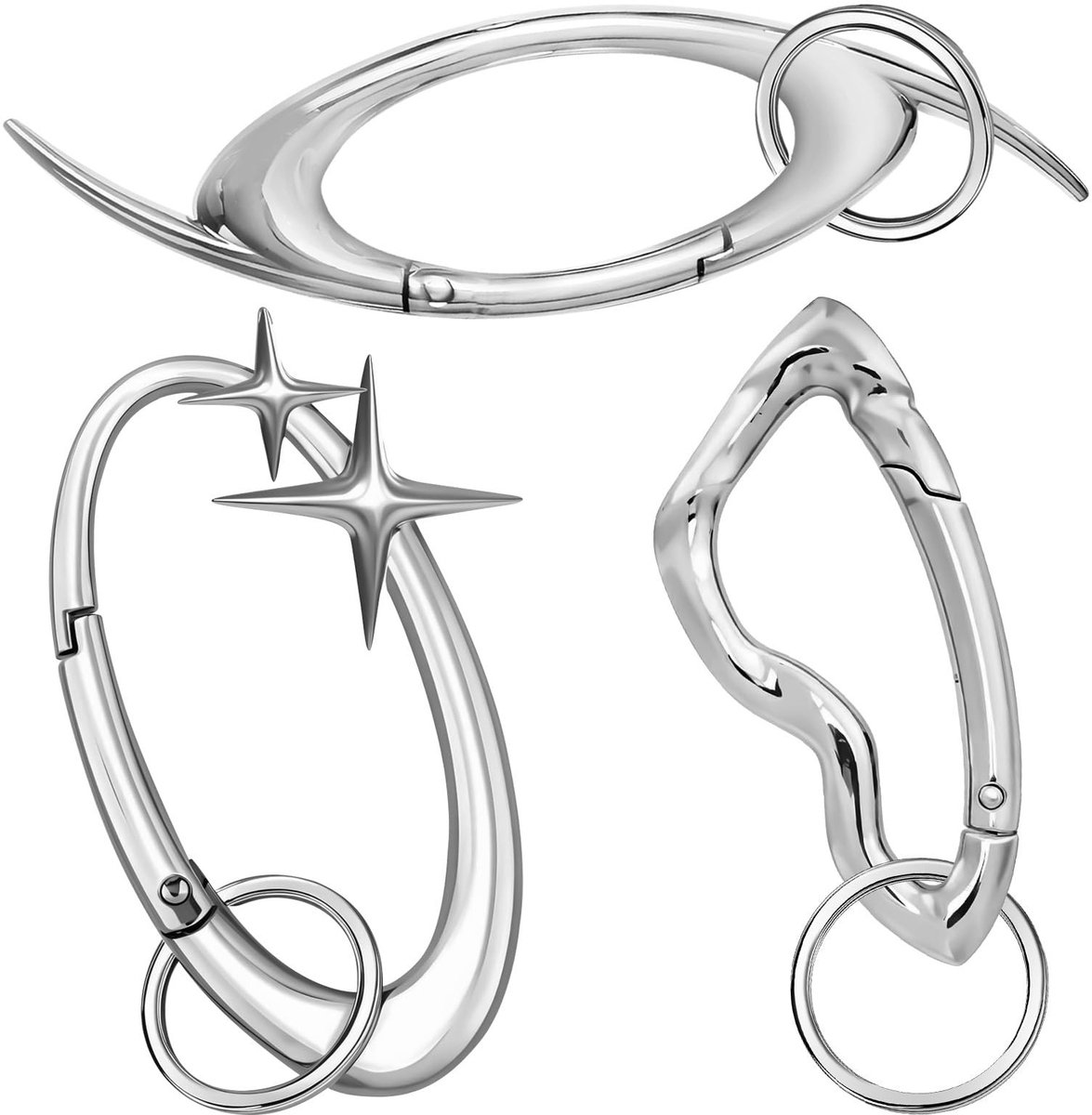 Dailygoods - Set van 3 Stervormige Karabijnhaken Sleutelhangers
