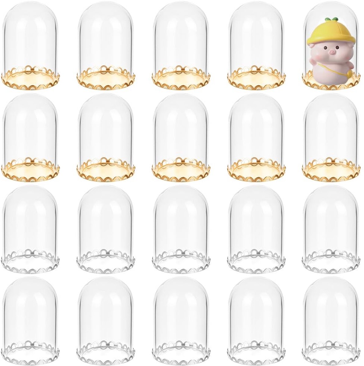 Dailygoods - Set van 20 Miniatuur Glazen Koepels met Messing Basis