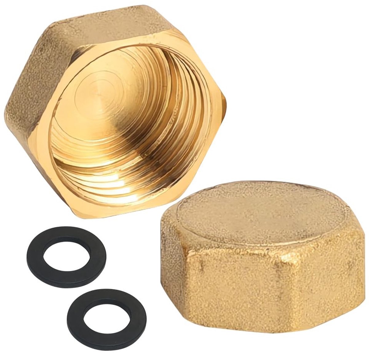 Dailygoods - 2 Stuks Messing Stop voor Binnendraad met Rubberen Ring