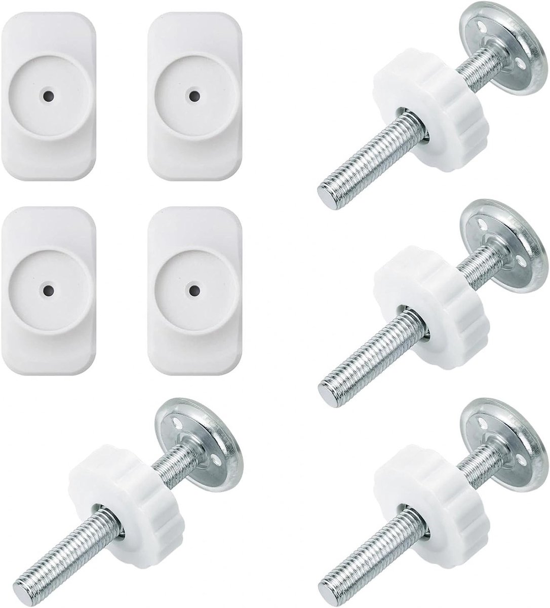 Set van 4 spindelschroefdraad en 4 veiligheidsbarrières voor muurbescherming van baby's, ideaal voor trappen, babydeuren en dierenhekken