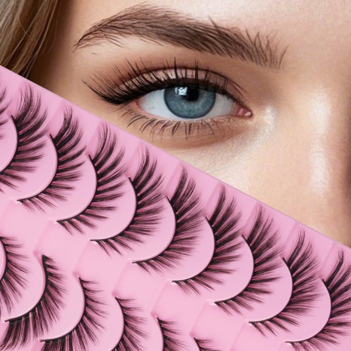 Fluffy Cat Eye Wimpers - 10 Paar Herbruikbare Valse Wimpers met Voorgeplakte Lijm voor een Dramatische Look