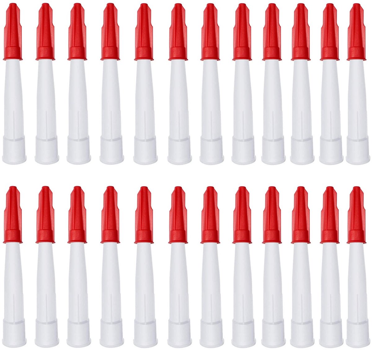Dailygoody - Cartridge Nozzles - Siliconen Tips - Herbruikbaar en Duurzaam - Rood en Wit - Verzegeling Nozzles - Geschikt voor Silicone Werk - 48 Stuks