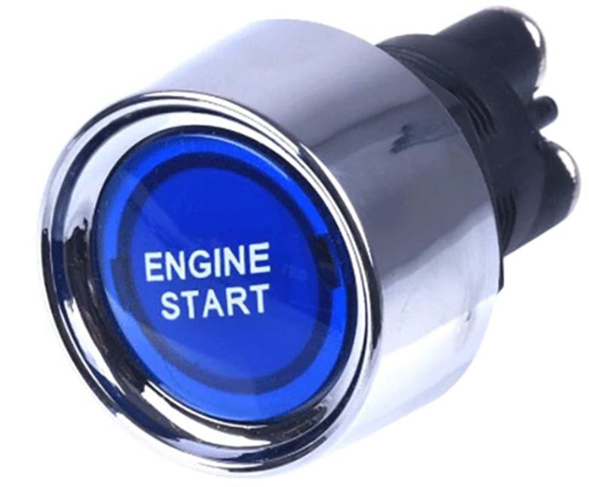 Dailygoody - Motor Start Knop - Kortstondige Schakelaar - Eenvoudig Starten - Blauw - 3Pins - 12VDC - Geschikt voor Auto en Boot
