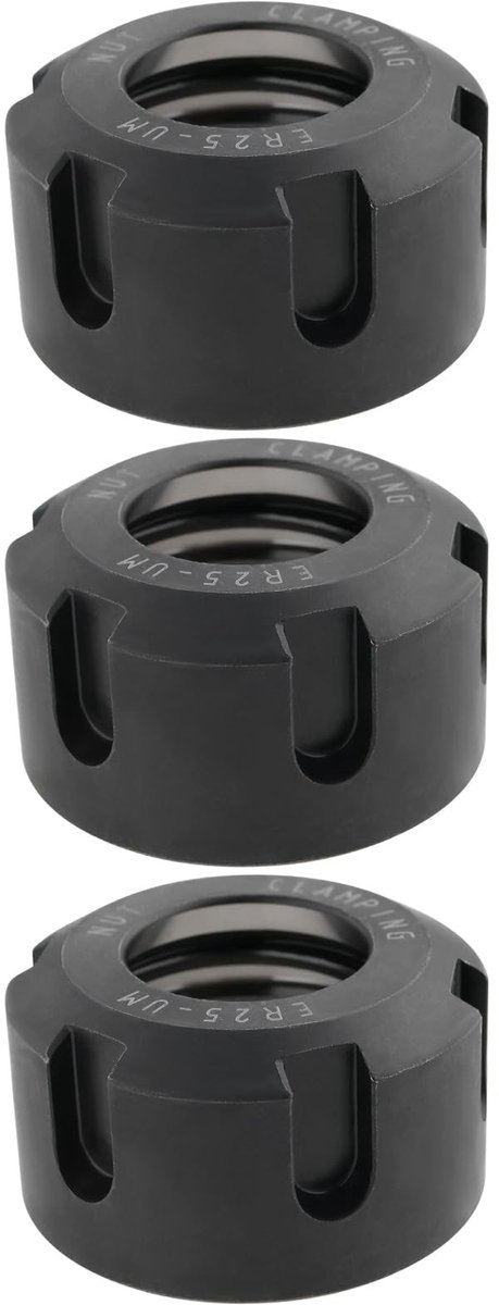 Dailygoody - ER25UM Spantang Klemmoeren - Bevestigingsmiddelen - Zwart Geoxideerd - 3 Stuks - Frezen Graveermachine - Voor Draaibank