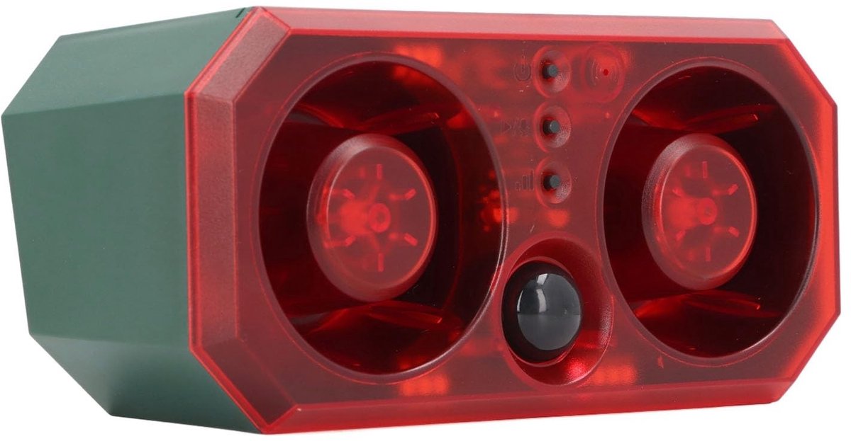 Dailygoody - Solar Bewegingssensor Alarm - 13 Geluiden - Waterdicht en Personaliseerbaar - Rood - Veiligheid - Ideaal voor Huis en Tuin - 12 LED's