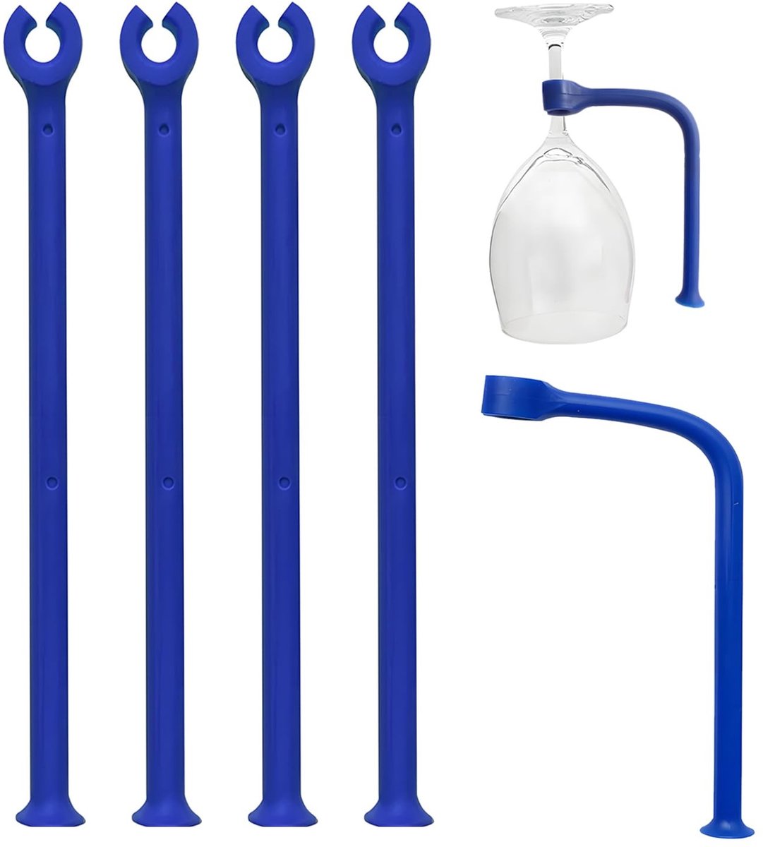 Dailygoody - Siliconen wijnglas - Flexibele wijnglazen - Bescherming voor vaatwasser - Blauw - Spaarglas voor bar of keuken - 4 stuks - Geschikt voor ..