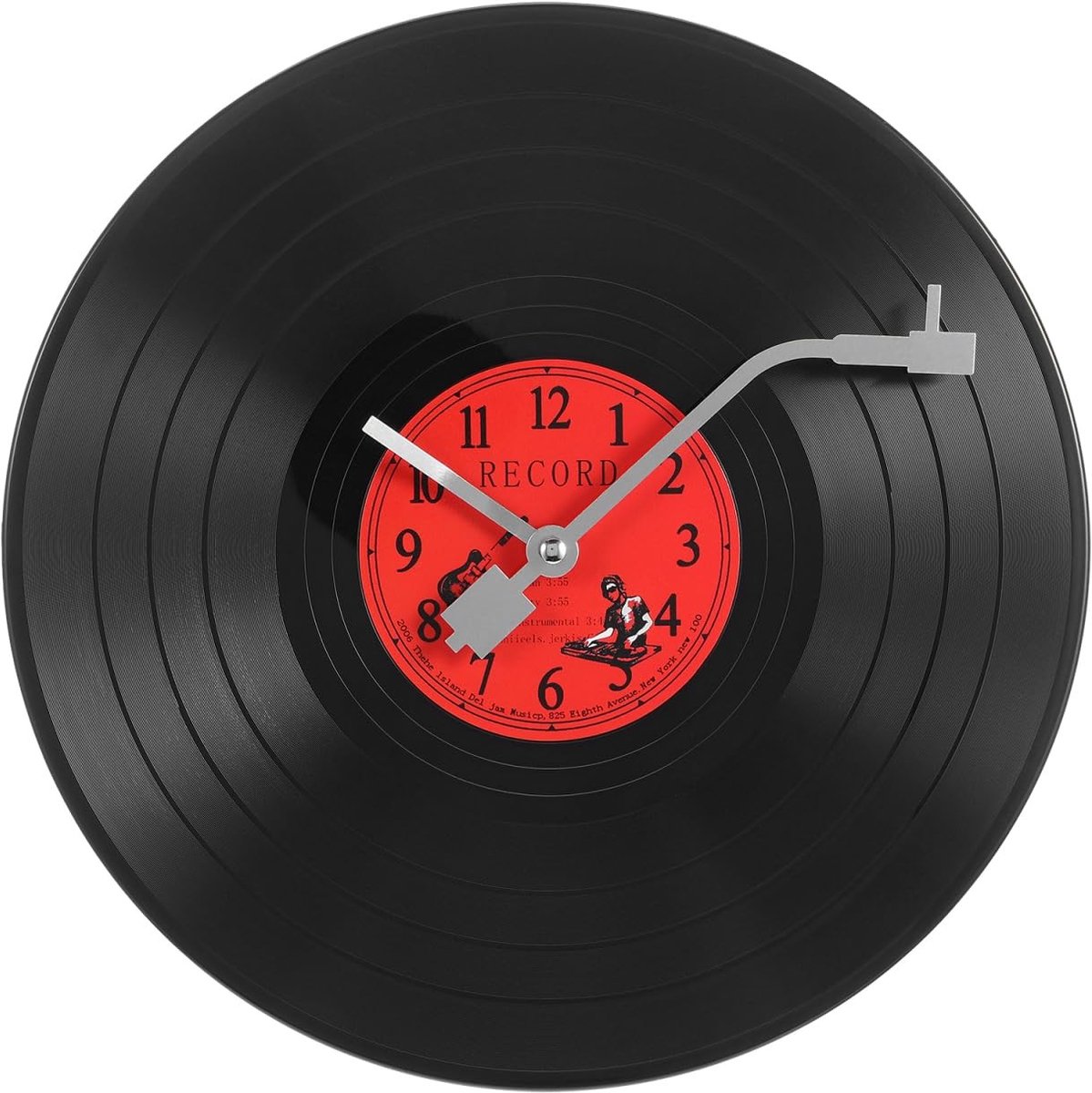 Dailygoody - Solidchoice - Dailygoody - Vinyl Wandklok - Retro Wanddecoratie - Vintage Uiterlijk - 30x30cm - Praktische Klok - Geschikt voor Thuis en Kantoor - Analoog