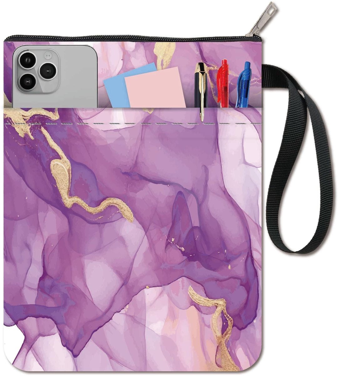 Dailygoody - Boekhoezen - Marbling Boekbeschermer - Wasbare Stof - Paarse Kleurgradatie - Perfect voor Studenten en Boekliefhebbers