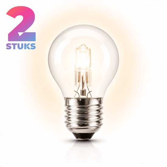 2 stuks gloeilamp met E27 fitting, warm wit licht.