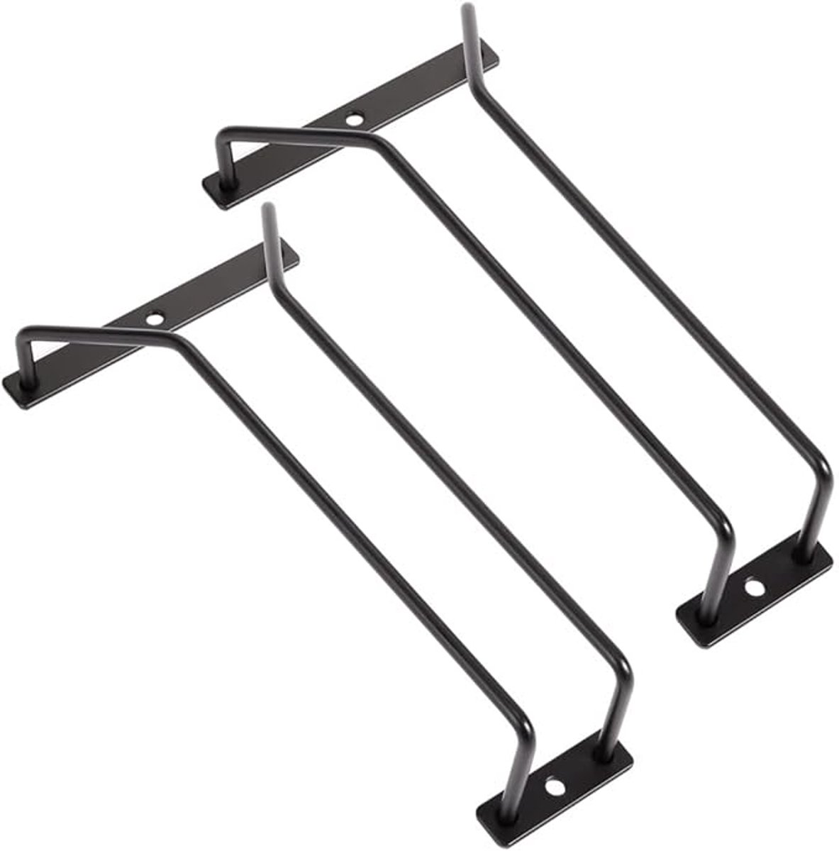 Set van 2 Wijnglasrekken voor Onder Kast - Metalen Wijnglashouder - Hangend Glazenrek voor Wijn- en Cocktailglazen - Zwart - 22,5 cm