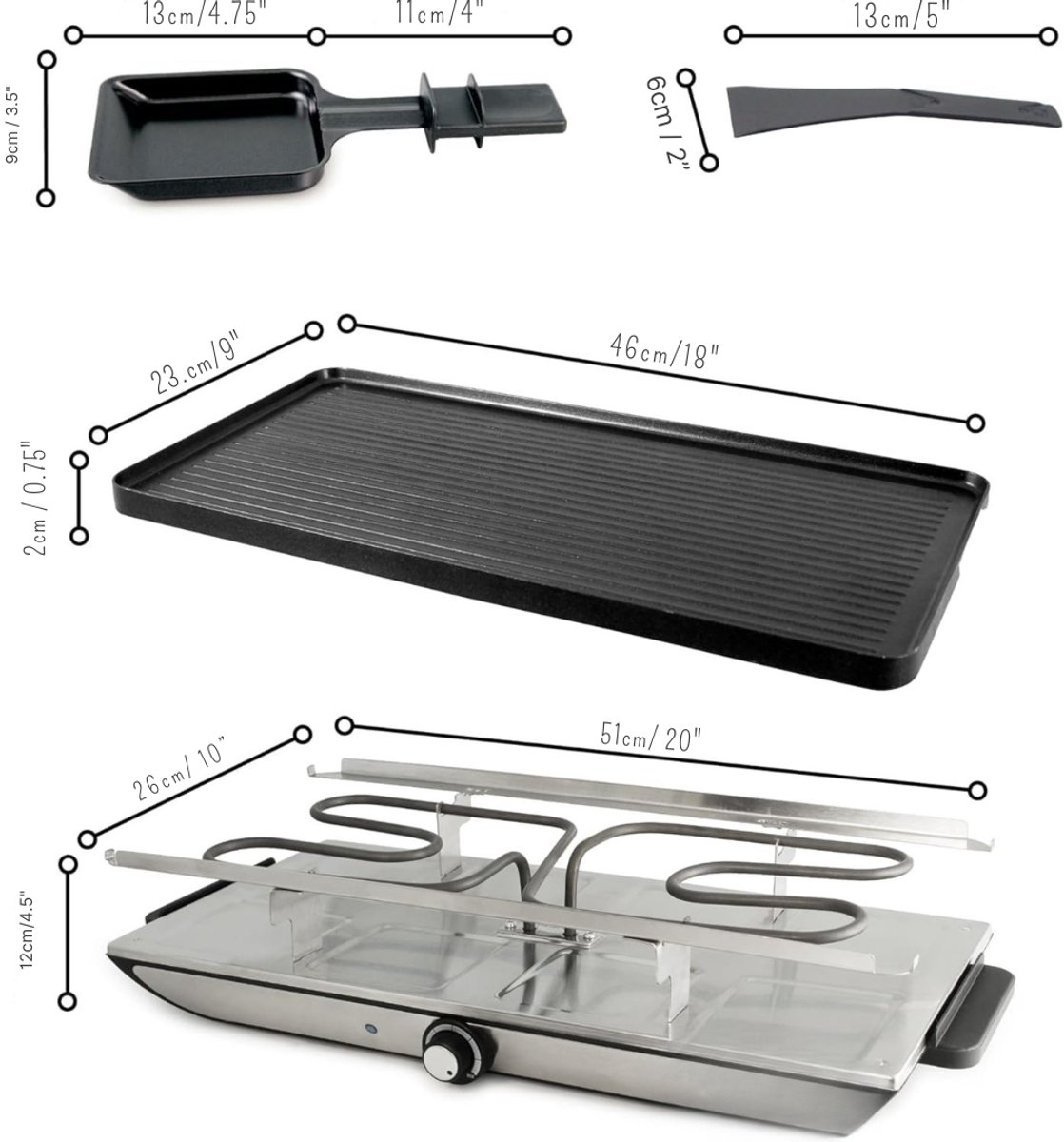 TIM® Gourmetstel 8 personen - Gourmetstellen - Gourmet - Zwart/Zilver - 26cm x 51cm x 13cm – foto 7