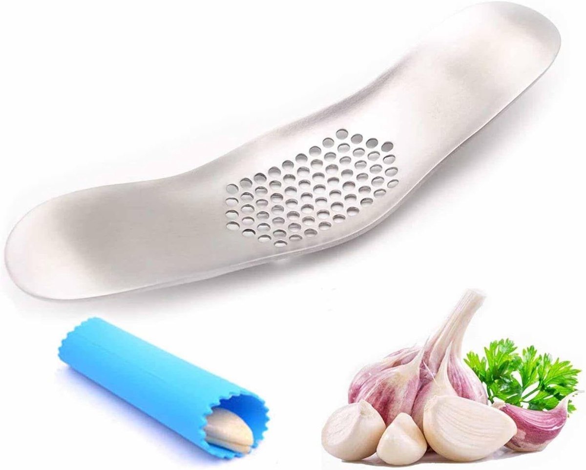 Efficiënte Knoflookpers en Vleesmaler - RVS, Vaatwasserbestendig, Ideaal voor Keuken en Koken