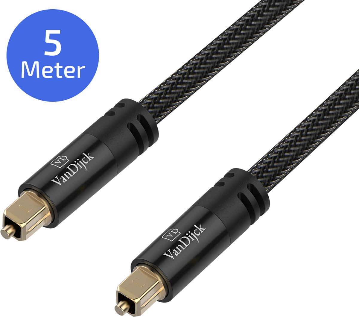 VanDijck Toslink Optische Kabel - Soundbar - 5 meter - Zwart