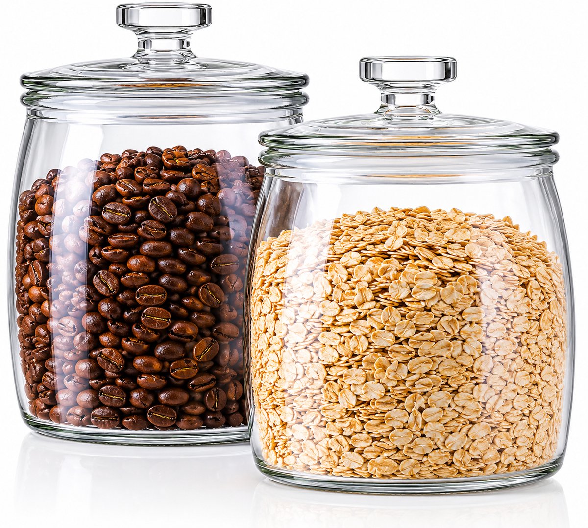 Dutchers® Voorraadpotten Glas Set van 2 – 2000ml – Luchtdicht – Glazen Bewaarpotten voor Pasta, Koffie & Keukenvoorraad
