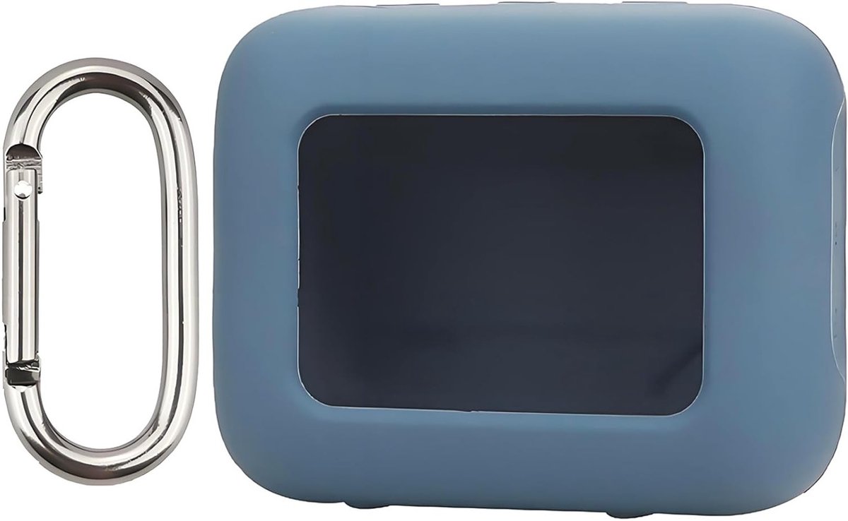 Draagbare Shockproof Liquid Silicone Hoes voor Bluetooth Speaker met Carabiner - Blauw, Ideaal voor Bescherming en Gemakkelijk Meenemen
