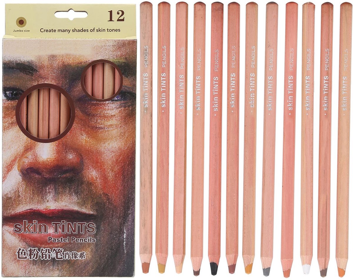 Dailygoody - Professioneel Pastelpotloodportret Set - Kleurrijke Houtskooltekentool - Gemakkelijk te slijpen - 21 x 11 cm - Realistische Kunstillustra...