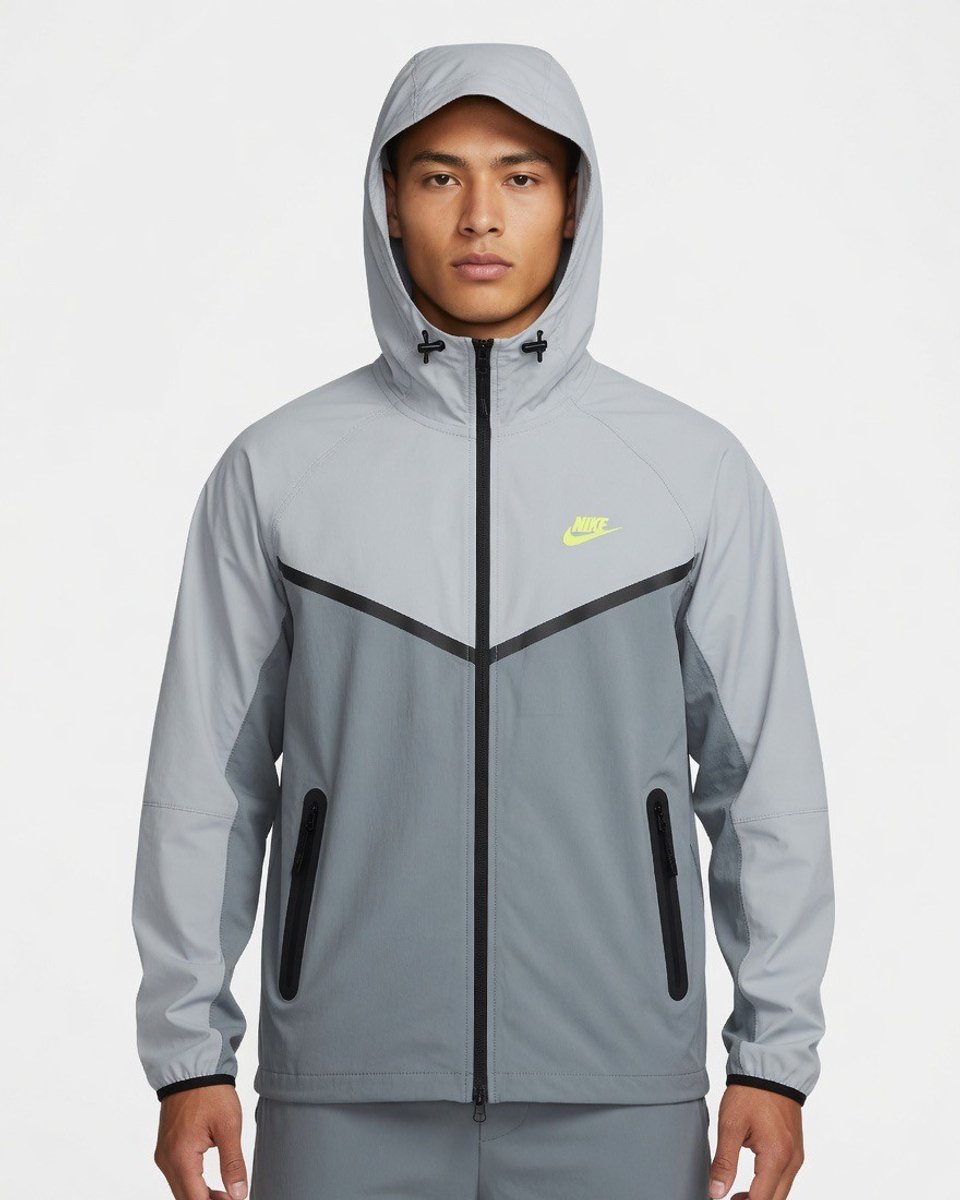 NIKE Heren Windjack met volledige ritssluiting Grijs