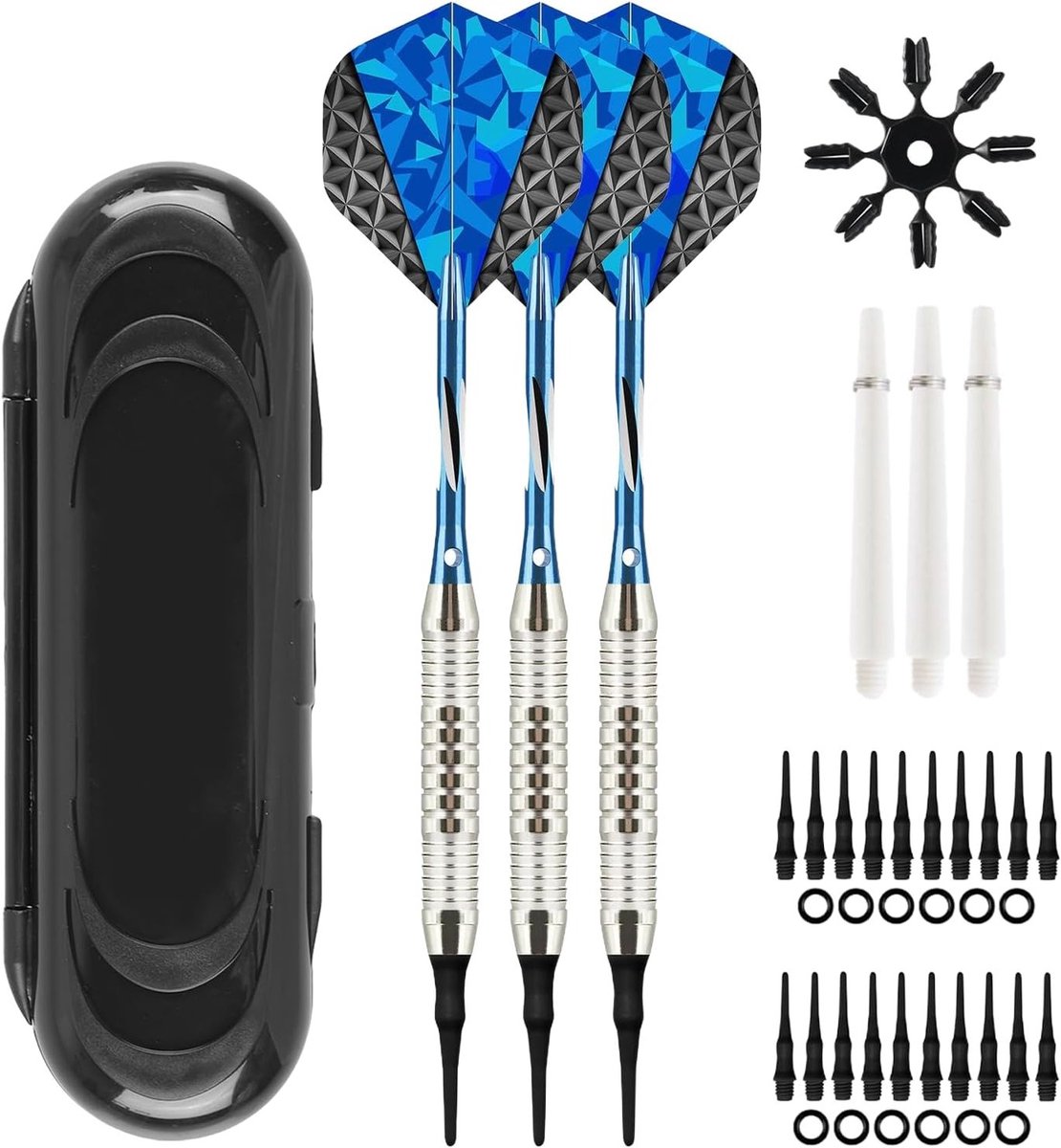 Dartpijlen met plastic punt voor elektronische dartborden: 3 stuks precisie ontwerp, hoogwaardige zachte darts met aluminium schacht, ideaal voor recreatief spel en competitie.
