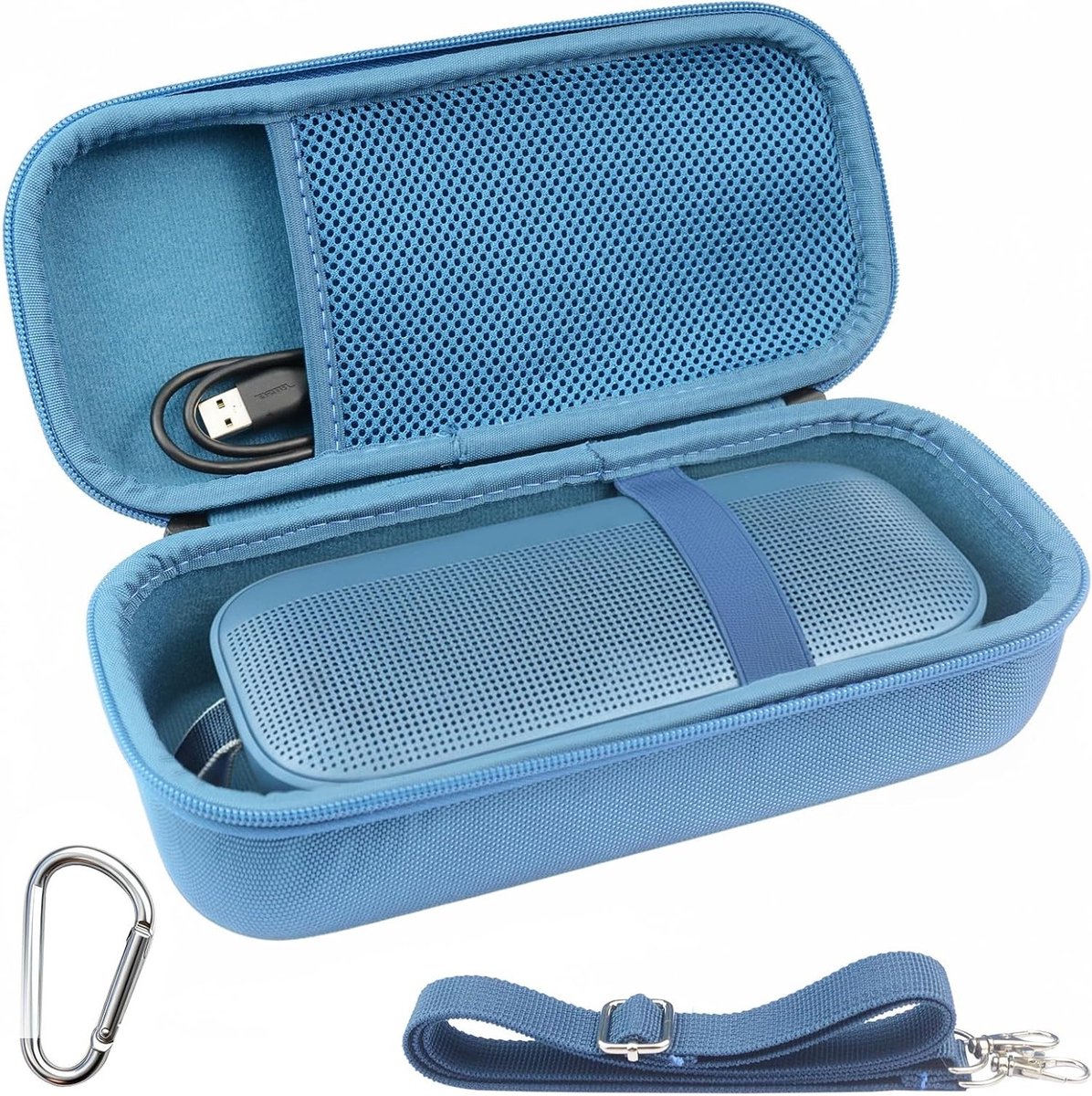 Duurzame Hard Travel Case voor Draagbare Bluetooth Speaker, Bescherming en Opbergruimte (Blauw)